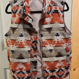Staccato Burnt Orange and Gray Patterned Vest